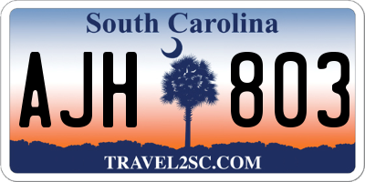 SC license plate AJH803