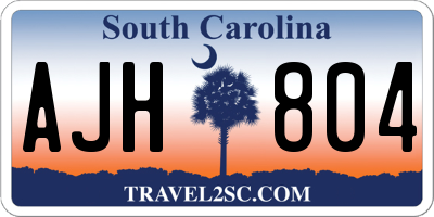 SC license plate AJH804