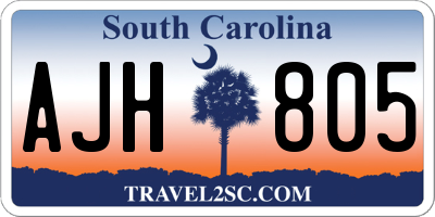 SC license plate AJH805