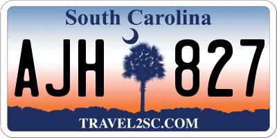SC license plate AJH827