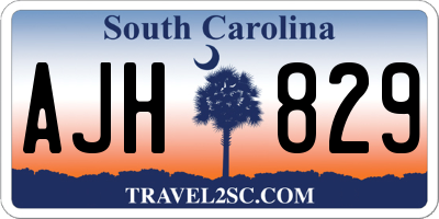 SC license plate AJH829