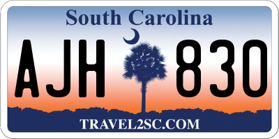 SC license plate AJH830