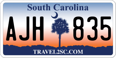 SC license plate AJH835