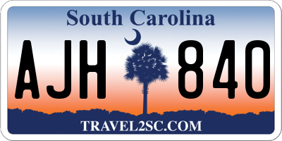 SC license plate AJH840