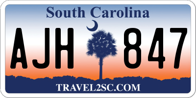 SC license plate AJH847