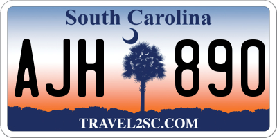 SC license plate AJH890