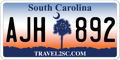 SC license plate AJH892