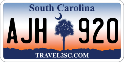 SC license plate AJH920