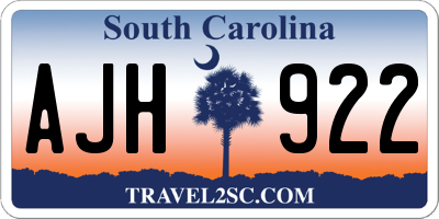 SC license plate AJH922