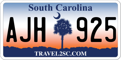 SC license plate AJH925