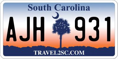 SC license plate AJH931