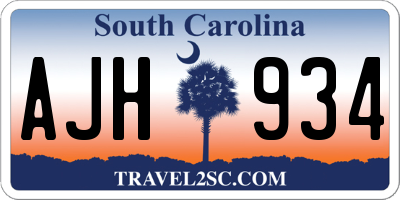 SC license plate AJH934