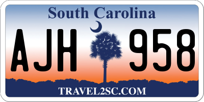 SC license plate AJH958