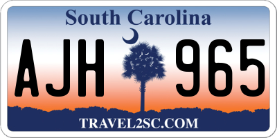 SC license plate AJH965