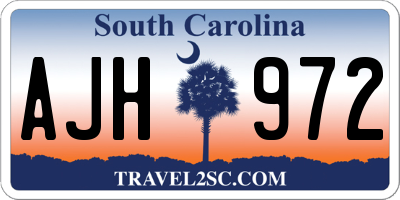 SC license plate AJH972