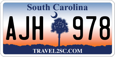 SC license plate AJH978