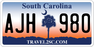 SC license plate AJH980