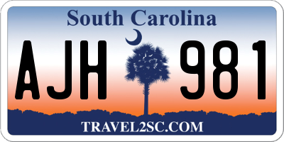 SC license plate AJH981