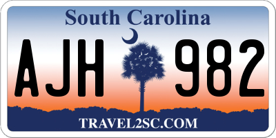 SC license plate AJH982