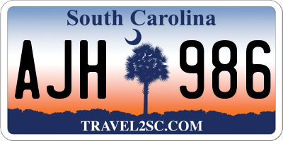 SC license plate AJH986
