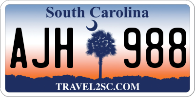 SC license plate AJH988