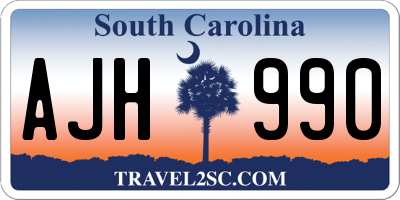 SC license plate AJH990