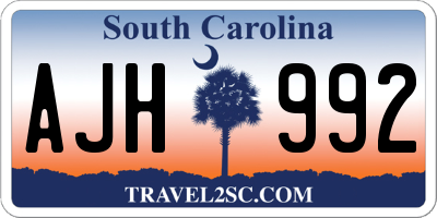 SC license plate AJH992