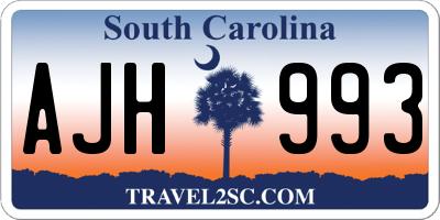 SC license plate AJH993