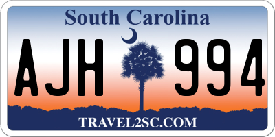 SC license plate AJH994