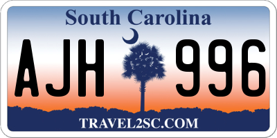 SC license plate AJH996