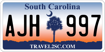 SC license plate AJH997