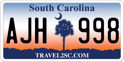 SC license plate AJH998