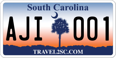 SC license plate AJI001