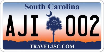 SC license plate AJI002