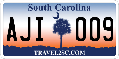 SC license plate AJI009