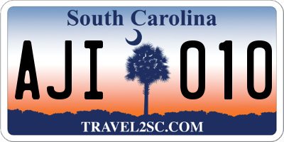 SC license plate AJI010
