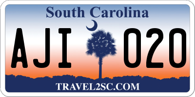 SC license plate AJI020