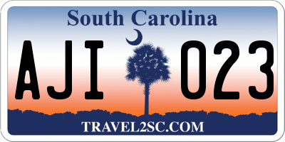SC license plate AJI023