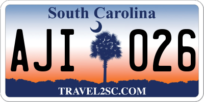 SC license plate AJI026