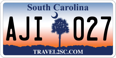 SC license plate AJI027