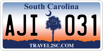 SC license plate AJI031