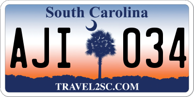 SC license plate AJI034