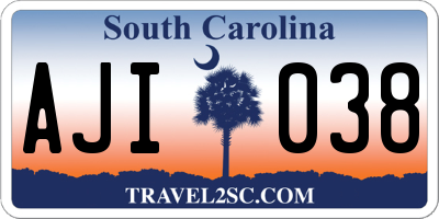 SC license plate AJI038