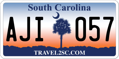 SC license plate AJI057