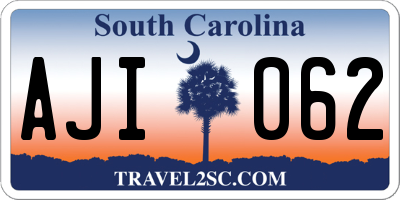 SC license plate AJI062
