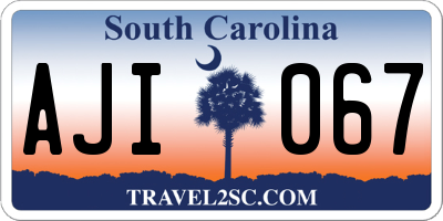 SC license plate AJI067