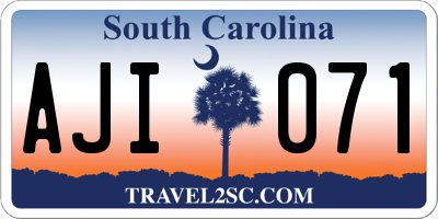 SC license plate AJI071
