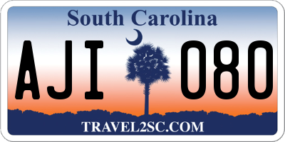 SC license plate AJI080