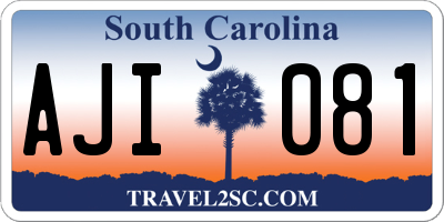 SC license plate AJI081