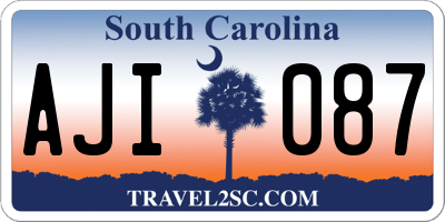 SC license plate AJI087